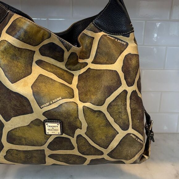 Dooney & Bourke Bag Purse Handbag Leather Animal Giraffe Pattern Large Shoulder - Picture 4 of 16